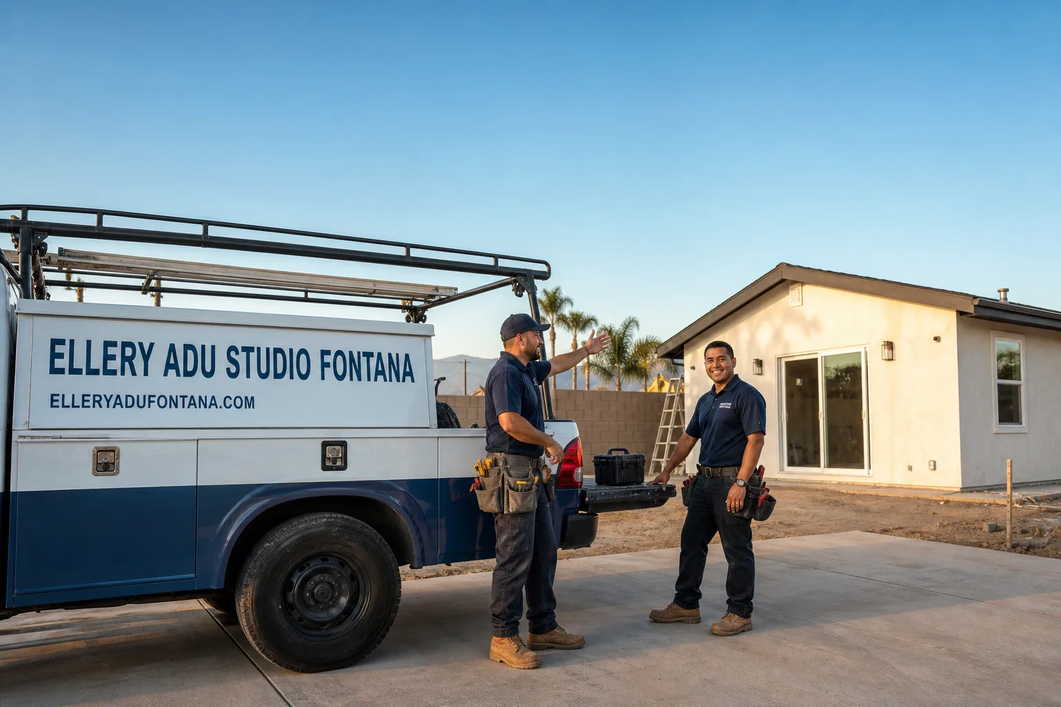 Ellery ADU Studio Fontana adu service vehicle and crew in Fontana, CA